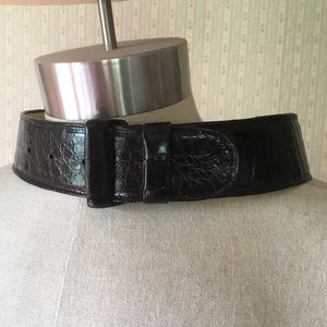 Nancy Gonzalez black 2” wide alligator crocodile belt XS S